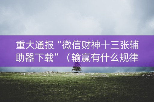 重大通报“微信财神十三张辅助器下载”（输赢有什么规律)