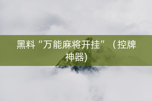 黑料“万能麻将开挂”（控牌神器)