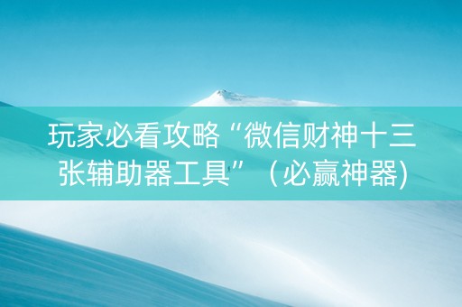 玩家必看攻略“微信财神十三张辅助器工具”（必赢神器)