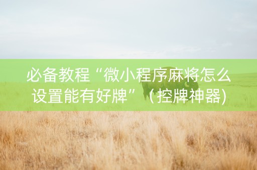 必备教程“微小程序麻将怎么设置能有好牌”（控牌神器)