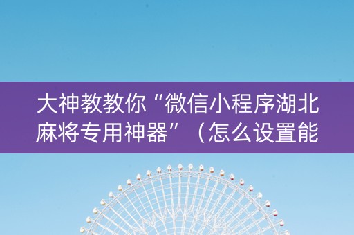大神教教你“微信小程序湖北麻将专用神器”（怎么设置能有好牌)