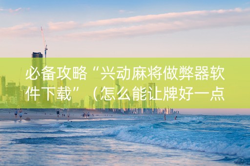必备攻略“兴动麻将做弊器软件下载”（怎么能让牌好一点)