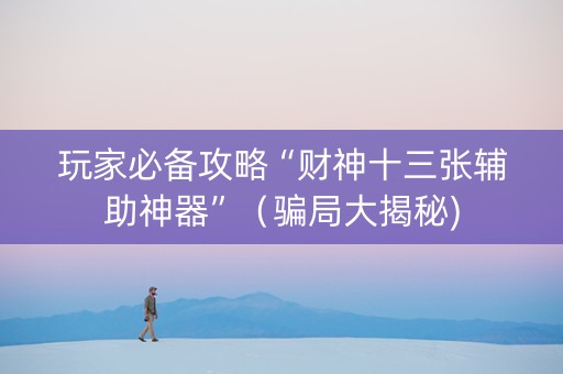 玩家必备攻略“财神十三张辅助神器”（骗局大揭秘)