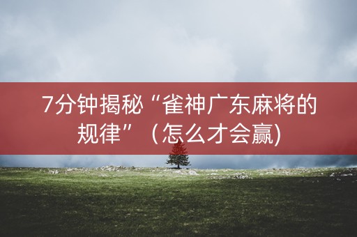 7分钟揭秘“雀神广东麻将的规律”（怎么才会赢)