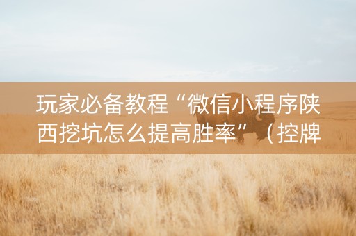 玩家必备教程“微信小程序陕西挖坑怎么提高胜率”（控牌器)