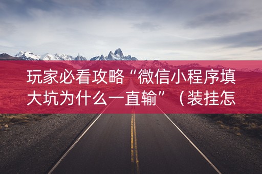 玩家必看攻略“微信小程序填大坑为什么一直输”（装挂怎么安装)