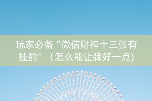 玩家必备“微信财神十三张有挂的”（怎么能让牌好一点)