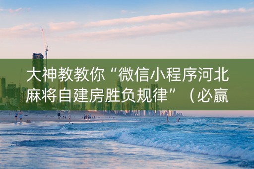 大神教教你“微信小程序河北麻将自建房胜负规律”（必赢神器免费安装)
