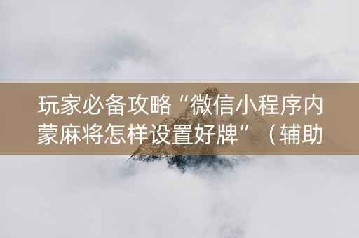 玩家必备攻略“微信小程序内蒙麻将怎样设置好牌”（辅助神器免费)