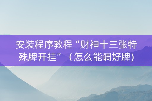 安装程序教程“财神十三张特殊牌开挂”（怎么能调好牌)