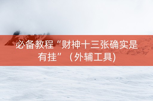必备教程“财神十三张确实是有挂”（外辅工具)