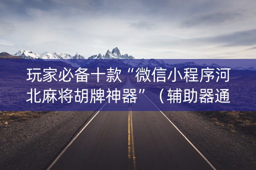 玩家必备十款“微信小程序河北麻将胡牌神器”（辅助器通用版)
