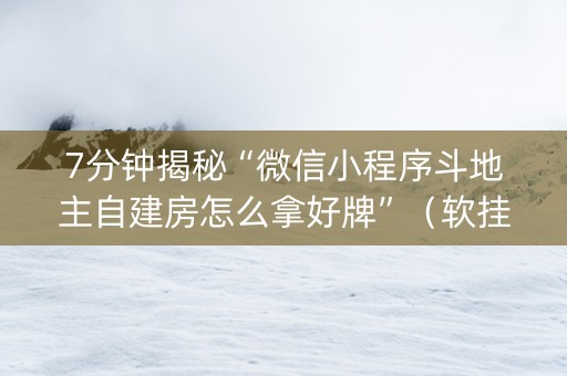7分钟揭秘“微信小程序斗地主自建房怎么拿好牌”（软挂神器)