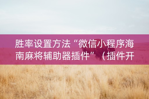 胜率设置方法“微信小程序海南麻将辅助器插件”（插件开挂免费AI)