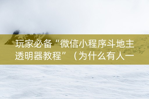 玩家必备“微信小程序斗地主透明器教程”（为什么有人一直赢)