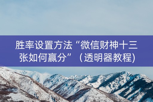 胜率设置方法“微信财神十三张如何赢分”（透明器教程)
