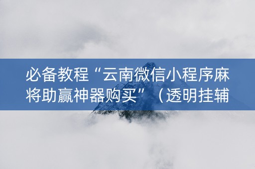 必备教程“云南微信小程序麻将助赢神器购买”（透明挂辅助器)