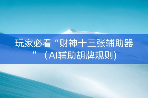 玩家必看“财神十三张辅助器”（AI辅助胡牌规则)