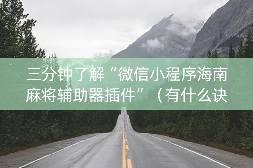 三分钟了解“微信小程序海南麻将辅助器插件”（有什么诀窍)