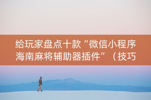 给玩家盘点十款“微信小程序海南麻将辅助器插件”（技巧和打好牌方法)