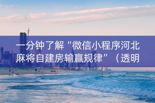 一分钟了解“微信小程序河北麻将自建房输赢规律”（透明挂辅助器)