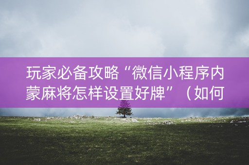 玩家必备攻略“微信小程序内蒙麻将怎样设置好牌”（如何提高胜率)