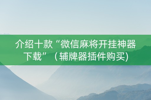 介绍十款“微信麻将开挂神器下载”（辅牌器插件购买)