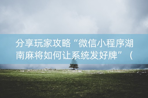 分享玩家攻略“微信小程序湖南麻将如何让系统发好牌”（怎么增加胜率)