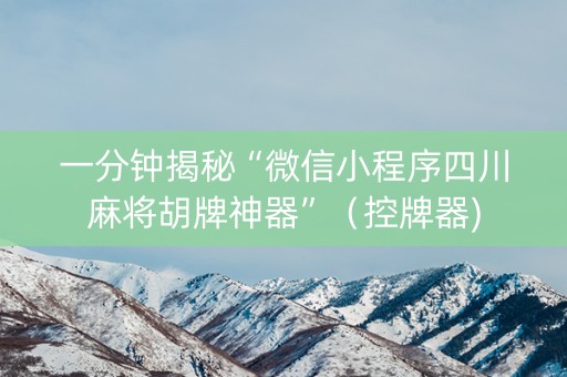 一分钟揭秘“微信小程序四川麻将胡牌神器”（控牌器)
