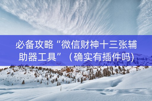 必备攻略“微信财神十三张辅助器工具”（确实有插件吗)