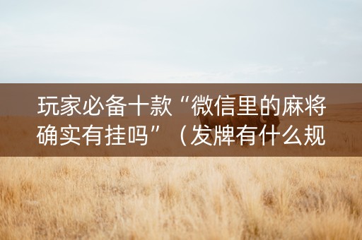玩家必备十款“微信里的麻将确实有挂吗”（发牌有什么规律吗)