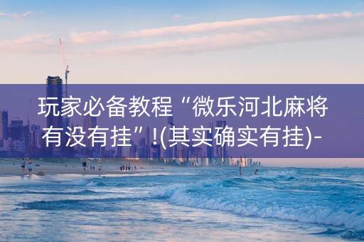 玩家必备教程“微乐河北麻将有没有挂”!(其实确实有挂)-知乎