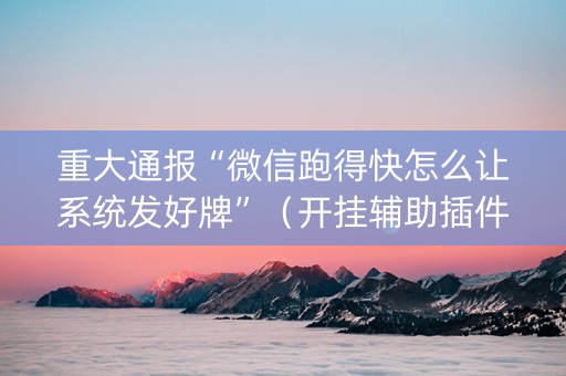 重大通报“微信跑得快怎么让系统发好牌”（开挂辅助插件)