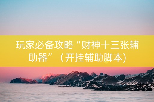玩家必备攻略“财神十三张辅助器”（开挂辅助脚本)
