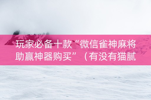 玩家必备十款“微信雀神麻将助赢神器购买”（有没有猫腻)