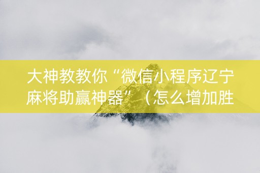 大神教教你“微信小程序辽宁麻将助赢神器”（怎么增加胜率)
