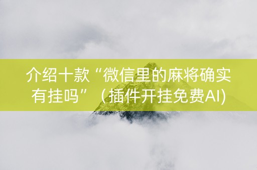 介绍十款“微信里的麻将确实有挂吗”（插件开挂免费AI)