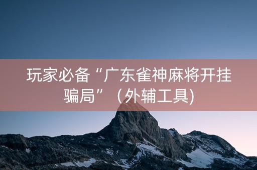 玩家必备“广东雀神麻将开挂骗局”（外辅工具)