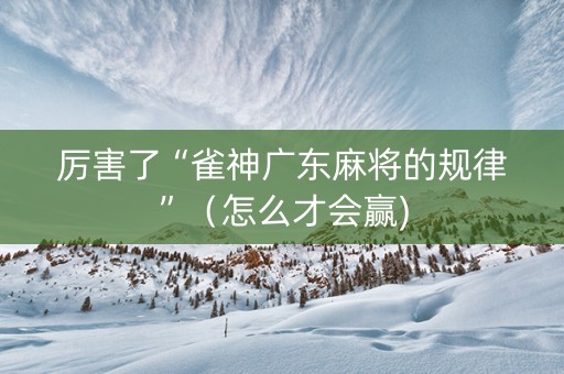 厉害了“雀神广东麻将的规律”（怎么才会赢)