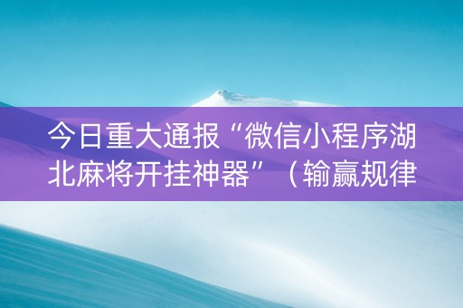 今日重大通报“微信小程序湖北麻将开挂神器”（输赢规律)