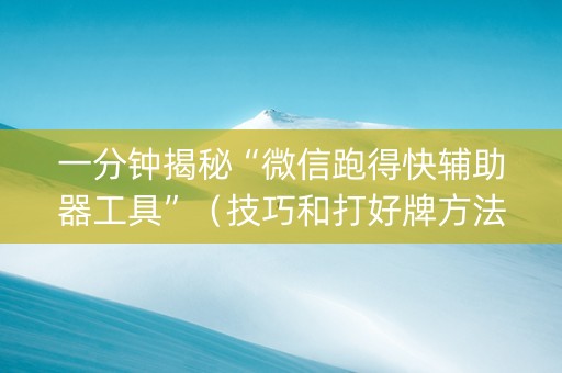 一分钟揭秘“微信跑得快辅助器工具”（技巧和打好牌方法)