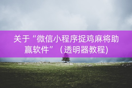 关于“微信小程序捉鸡麻将助赢软件”（透明器教程)