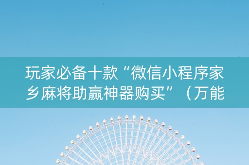 玩家必备十款“微信小程序家乡麻将助赢神器购买”（万能开挂神器)