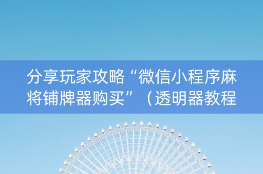 分享玩家攻略“微信小程序麻将铺牌器购买”（透明器教程)
