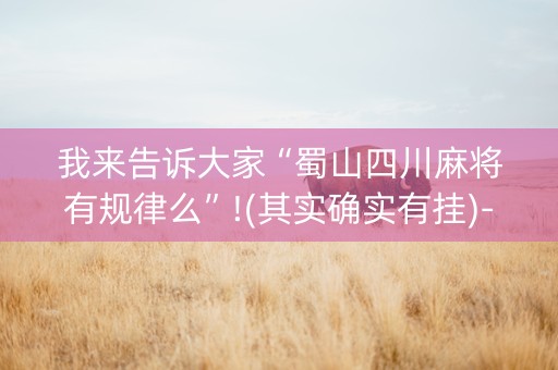 我来告诉大家“蜀山四川麻将有规律么”!(其实确实有挂)-知乎