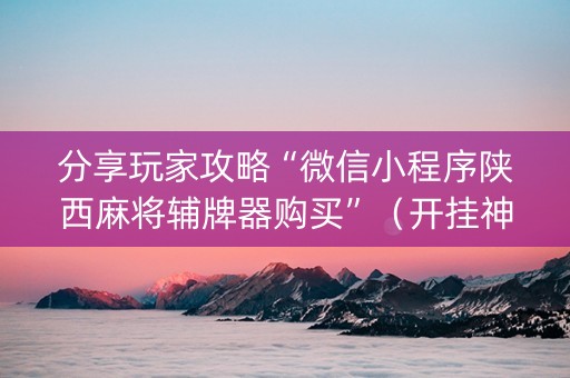 分享玩家攻略“微信小程序陕西麻将辅牌器购买”（开挂神器下载)