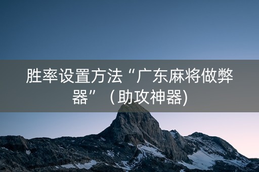胜率设置方法“广东麻将做弊器”（助攻神器)