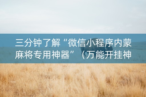 三分钟了解“微信小程序内蒙麻将专用神器”（万能开挂神器)