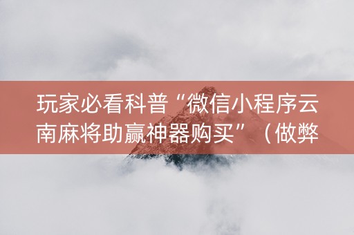玩家必看科普“微信小程序云南麻将助赢神器购买”（做弊器软件下载)
