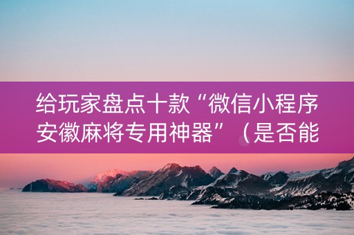 给玩家盘点十款“微信小程序安徽麻将专用神器”（是否能开挂)